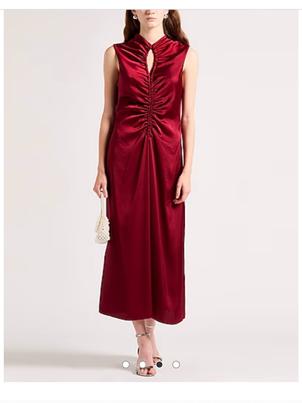 Sandro Ruched Midi Dress in Red / Wine, Sleeveless, Holiday, EU 38 (US 6)
